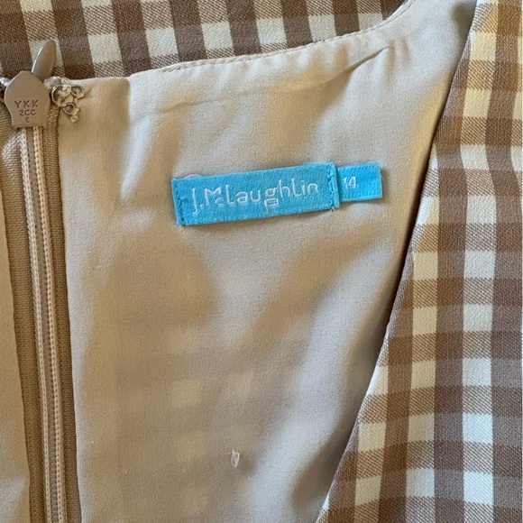 J. Mclaughlin NEW Tan Paulson Gingham Sleeveless Dress Plaid size 14 - Picture 16 of 16